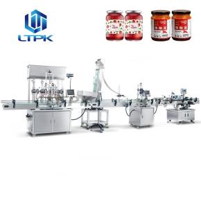 LT-AAPFCL4 4 Heads Paste Piston Pump Filling Capping And Round Bottle Fixed Function Labeling Machine Line With Vibratory Bowl