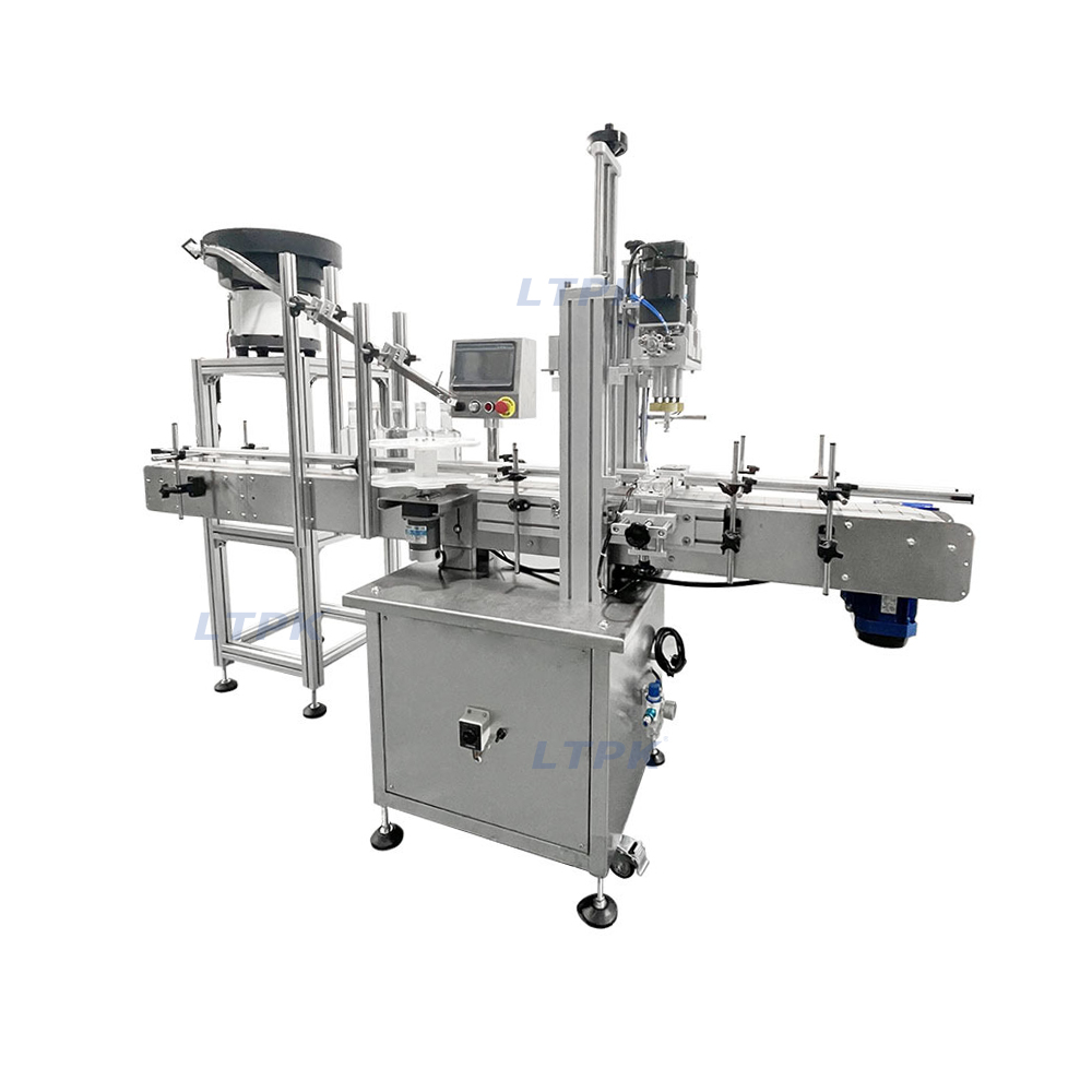 Automatic Plastic Juice Cosmetic Spray Bottle Cap Screwing Capping Machine With Vibratory Bowl Cap Sorter.jpg